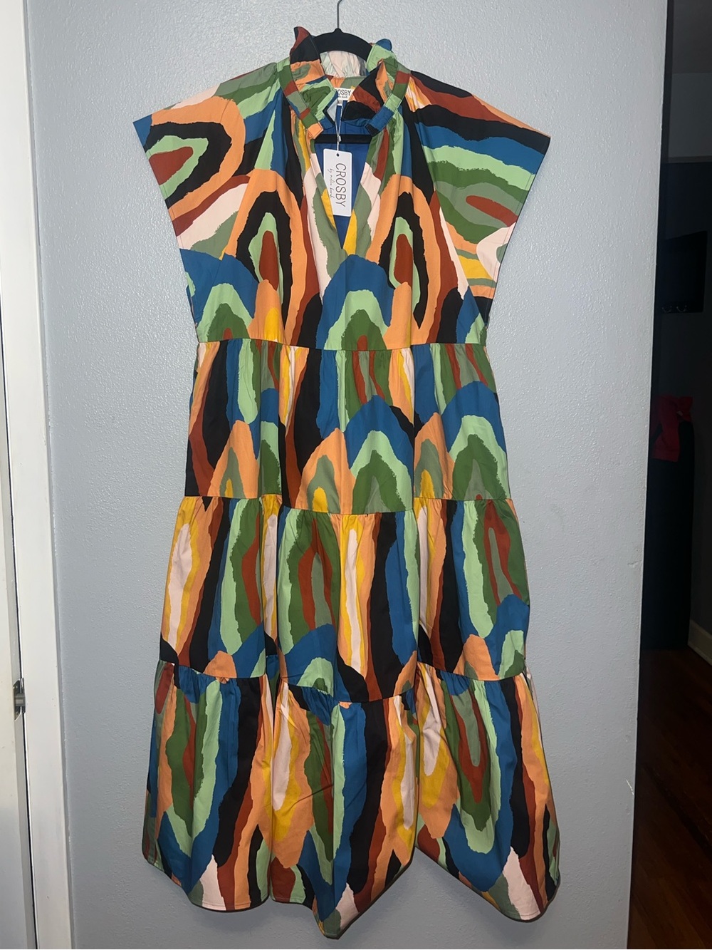 CROSBY by Mollie Burch Blue Dress with Multicolor Trim